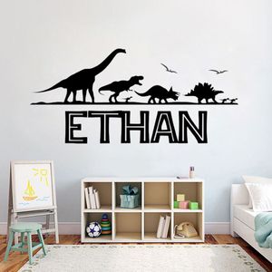 Gepersonaliseerde naam aangepaste muur sticker Jurassic Park dinosaurus vinyl stickers voor jongens slaapkamer decoratie kunst mode poster306m