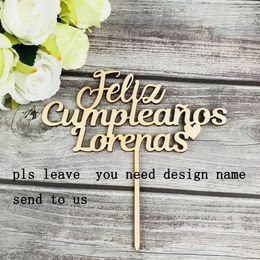 Gepersonaliseerde naam gelukkige verjaardag in Spaanse cake topper, custom gouden kinderen verjaardagstaart topper, stijlvolle topper feestdecor