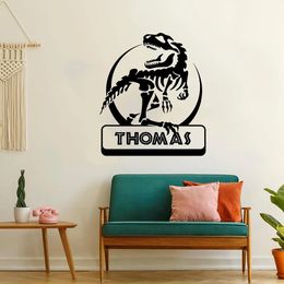 Nombre personalizado Jurassic T Rex Dinosaur Pegatina de pared Decoración del hogar para el hogar para niños Darmento de dormitorio para niños Customantes Custom 240423