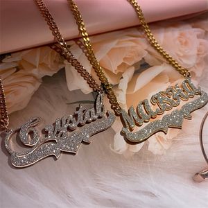 Gepersonaliseerde naam ketting op maat gemaakte blingnaam kettingen Goud roestvrij staal Cubaanse kettingchoker voor vrouwen ketting sieraden cadeau 220818