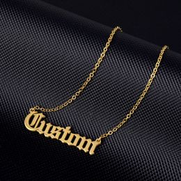 Collana con nome personalizzato Collane con targhetta personalizzata Regali personalizzati con gioielli di personalità in stile inglese antico in acciaio inossidabile