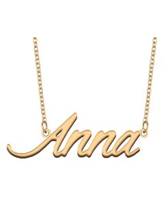 Anna Naambord Gepersonaliseerde Naamketting voor Dames Goud en Verzilverd Roestvrij Stalen Sieraden Hanger Charms