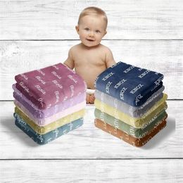 Couvertures personnalisées à motif de nom pour bébés, enfants et adultes, couverture en flanelle avec police de couleur unie, pour tout-petits, 231229