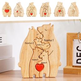 Nom personnalisé Puzzle Puzzle personnalisé Mignon Bear Wooden Toys for Home Ornement Creative Art Cadeaux Baby Boy Girl 240401