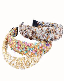 Gepersonaliseerde natuurlijke kristallen stenen hoofdbanden kleurrijke stud Rhinestone dikke vrouwen hoofdband feest haarband nieuw mode kroonhaar A3551116