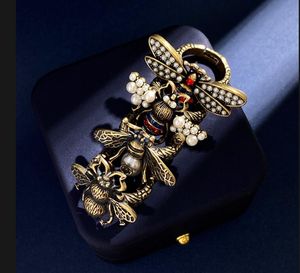 Bague d'abeille de style rétro personnalisée pour couples, texture en métal vieilli, micro incrustations de perles de cristal, accessoires pour animaux, bijoux de créateurs, cadeaux