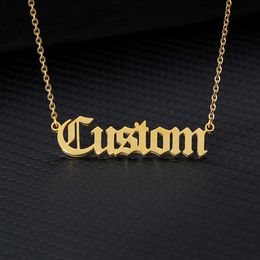 Collares con nombre personalizados en inglés antiguo para mujeres y hombres, collar con colgante de cadena de acero inoxidable de Color dorado y plateado, joyería 2247