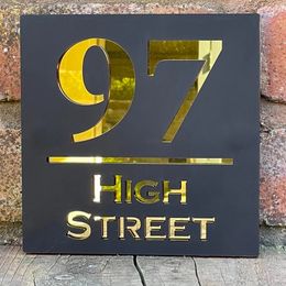 Placa de número de casa al aire libre personalizada Acrílico negro mate Número de casa moderno Signo de número de hogar Corte por láser Placa de puerta personalizada 3D 231226