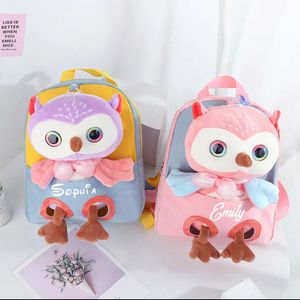 Sac à dos personnalisé en forme de hibou pour filles en bas âge, mini sac de livre en peluche pour bébé, sac à main d'animal de dessin animé pour enfants de 13 ans 240118