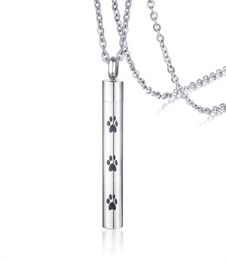 Collier d'urne de crémation personnalisé pour animaux de compagnie en acier inoxydable souvenir commémoratif chien chat cendres patte impression collier pour cendres4036564