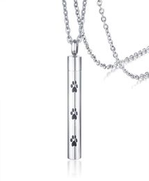 Collier d'urne de crémation personnalisé pour animaux de compagnie en acier inoxydable souvenir commémoratif chien chat cendres patte impression collier pour Ashes7418351