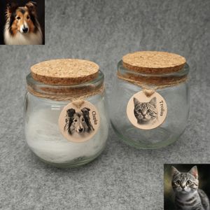 Urne commémorative pour animaux de compagnie personnalisée avec pote POTUSTUME Bouteille en verre pour les cendres ou les cheveux chat chat keepSake Loss Memory Gift 240527