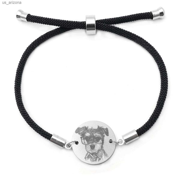 Bracelet photo personnalisé Portrait d'animal de compagnie Bracelet photo Bracelet de mémoire Bracelet de corde noire Amant de chien Cadeau Bracelets Pet Memorial L230620