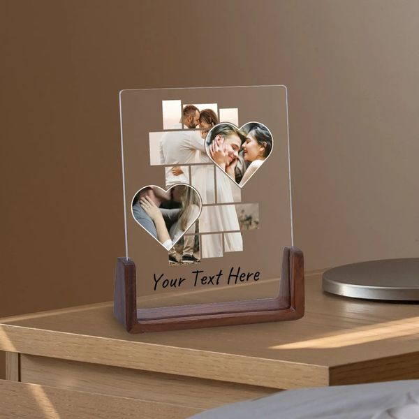 Cadre photo personnalisé avec votre texte cadeau d'anniversaire de la Saint-Valentin pour couple lui son cadre Po en acrylique commémoratif personnalisé 240131