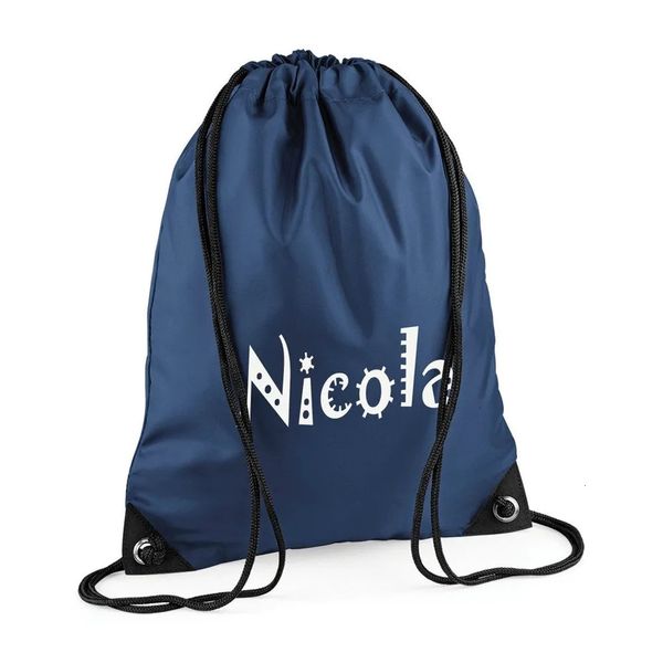 Pompe personnalisée / Sac de natation imprimé avec nom Custom Kids Childrens Childrens étanche Sac à cordon de sport Cadeaux de fête 240320