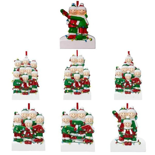 Adornos navideños de resina personalizados, colgante, decoraciones navideñas familiares, 10,23