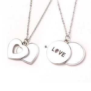 Gepersonaliseerde ronde liefhebbers ketting gunst sublimatie blanks liefde gesneden sleutelbeen ketting DIY warmteoverdracht hartvormige holle rrf13325