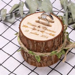 Gepersonaliseerde rustieke trouwring aan toonder vak aangepaste houten ring houder vak verlovingsring vak bruiloft decor huwelijksgeschenken 210408252k