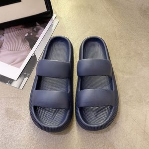 Gepersonaliseerde pantoffelsandalen voor dames met dikke zolen voor zomermode, modieuze internetberoemdheid, schattige student, voor buitenkleding, marineblauw