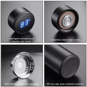 Gepersonaliseerde Smart Vacuum Folk LED Touchscreen Skinny Tumbler Intelligente Temperatuur Display Cup Cover Home Feestartikelen