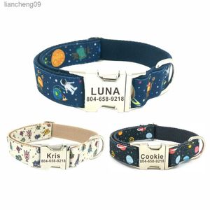 Gepersonaliseerde Space Monster Pet Collar Duurzame Custom Puppy Naam ID Tag Verstelbare Rocket Planet Alien Basic Dog Collar Leash L230620