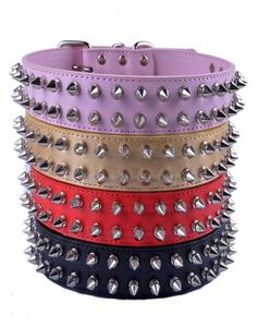 Gepersonaliseerde Spiked Halsband Groot Goud Zwart Rood Roze Pu Lederen Halsbanden Voor Grote Honden Huisdier Producten Halsbanden Leads7857190