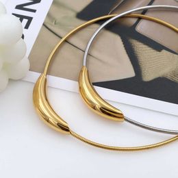 Collier incurvé épais personnalisé en acier inoxydable pour femmes, haut de gamme, aspiration magnétique, chaîne élastique en os de serpent