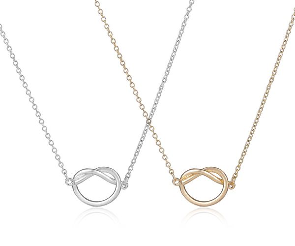 Personnalisé en acier inoxydable cravate le noeud coeur collier argent or couleur colliers pour femmes hommes amoureux bijoux