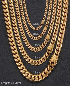Gepersonaliseerde Stainls Steel 18K Gold vergulde Miami Cubaanse choker Hip Hop Cuban Link Chain Necklace for Men Women224J9623894