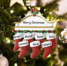 Famille de chaussettes en résine de stockage personnalisé de 2 3 4 5 6 7 8 Ornements d'arbre de Noël décorations créatives Pendants FY4927 B1022 FY9 B10