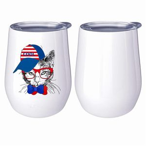 Taza de vaso de vino de sublimación de 12 oz Taza de acero inoxidable con forma de huevo de doble pared Tazas de café de bricolaje en blanco con tapa de sello Regalo único para el Día de la Madre