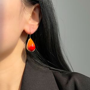 Boucles d'oreilles personnalisées en forme de goutte d'eau, en pierre brute, dégradé de couleurs contrastées, tendance, Cool, automne hiver, bijoux de luxe légers à la mode