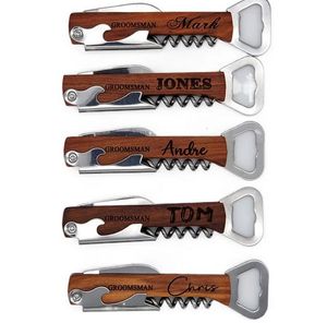 Gepersonaliseerde Bruiloft Gunst Custom Gegraveerd Hout Wijn Kurkentrekker Bier Flesopener Huwelijksgeschenken Voor Gasten