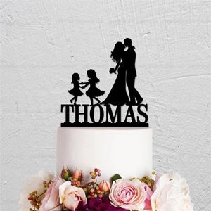 Décoration de mariage personnalisée avec nom personnalisé pour Couple, décoration de gâteau pour deux filles et enfants, 220618