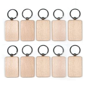 Llavero de madera personalizado Corazón cuadrado simple Forma de rectángulo Llaveros colgantes DIY Llaveros de madera en blanco DHL Kimter-D274L F