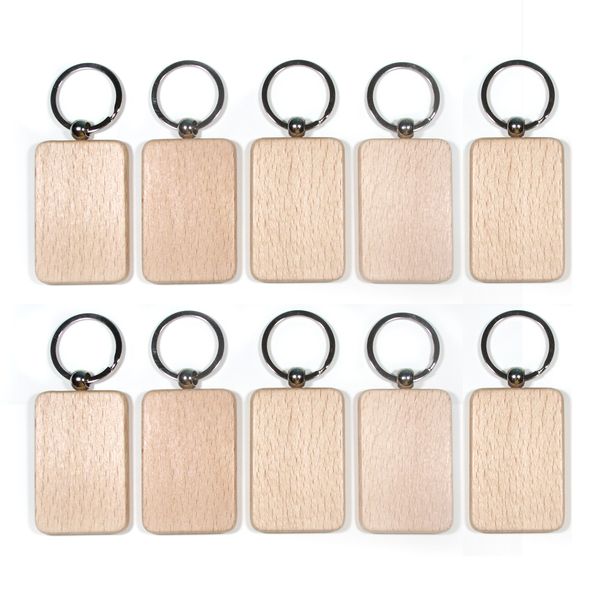Porte-clés en bois personnalisé simple carré coeur rectangle forme clé pendentif porte-clés bricolage porte-clés en bois vierge gratuit DHL Kimter-D274L F