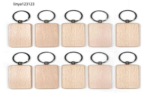 Porte-clés en bois personnalisé simple carré coeur rectangle forme clé pendentif porte-clés bricolage porte-clés en bois blanc DHL KimterD272682515 LL