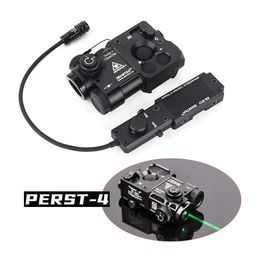 PERST-4 IR y láser Visible láser verde Alcance con KV-5PU Cable Interruptor remoto Brillo Ajustable Airsoft Arma táctica Luz Caza Rifle Vista