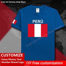 PÉROU Péruvien Coton T-shirt Personnalisé Jersey Fans DIY Nom Numéro Marque High Street Mode Hip Hop Lâche Casual T-shirt 220616