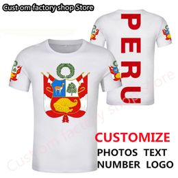 PÉROU t-shirt bricolage gratuit nom personnalisé numéro par t-shirt nation drapeau pe république péruvienne espagnol pays collège texte p o vêtements 220616