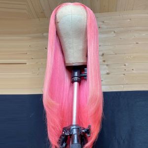 Perruque Lace Front Wig lisse péruvienne rose, cheveux doux, couleur Blonde 613, 360 HD, perruque Lace Frontal Wig, perruque de Simulation de cheveux humains pour femmes