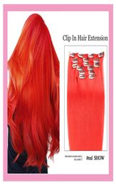 Peruaanse 100 Virgin Human Hair Extensions Zijdeachtige Rechte Rode Clips In 1424 inch 70g 100g Rechte Clips op Haarproducten1625542