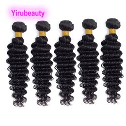 Peruano 5 Piezas / lote Extensiones de Cabello Humano Tramas Dobles Onda Profunda Yirubeauty Color Natural Rizado 10-30 pulgadas