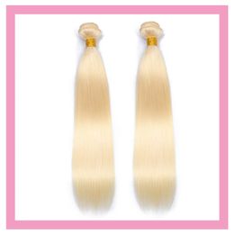 Peruviaanse 613 # blonde 2 bundels zijdeachtige rechte dubbele wankels 100% menselijke haarextensies rechte 10-30 inch groothandel pure kleur