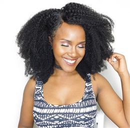 Afro Kinky Curly Lace Front perruque de cheveux humains couleur naturelle perruques péruvienne pré plumé pour les femmes