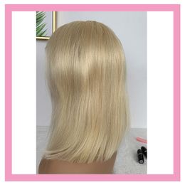 Peruviaanse blonde 13x4 kanten pruik recht 13 door 4 Bob pruiken Verstelbare band 613 # kleur 10-16inch