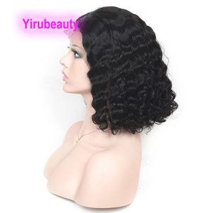 Peruvian bob dentelle perruque avant 13x4 vague profonde pneosque bouclé 100% coiffure humaine bob perruques 10-18 pouces en gros