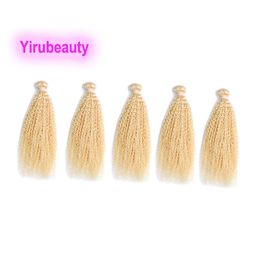 Peruaanse Braziliaanse 5 Bundels Kinky Curly Double Wefts 100% Human Hair Extensions 613# Kleur Blond 10-30inch