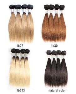 Péruvien Pas Cher Ombre Blonde Cheveux Humains Weave Bundles 50gBundle 1012 Pouce 4 Bundlesset Naturel Cheveux Raides Remy Extension de Cheveux8367968