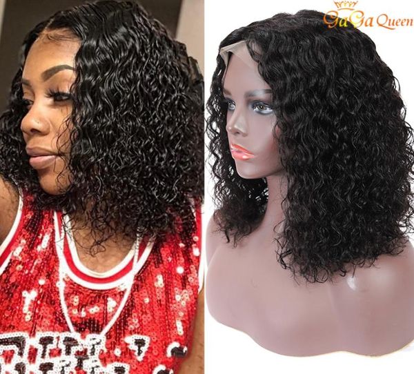 Perruques à cheveux bouclés péruviens 13x4 onde onde Bob Bob de cheveux humains péruviens en dentelle frontale Wigs1572884